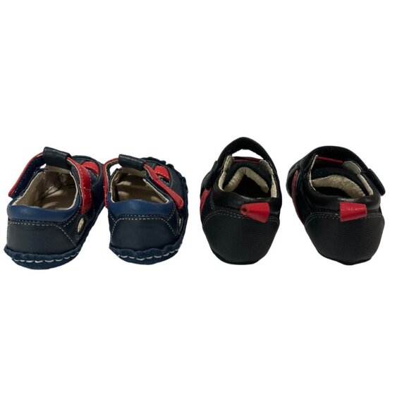 Smaller By See Kai Run Leather Baby Shoes 0-6 Months Navy Black Red Soft Sole - Picture 4 of 8